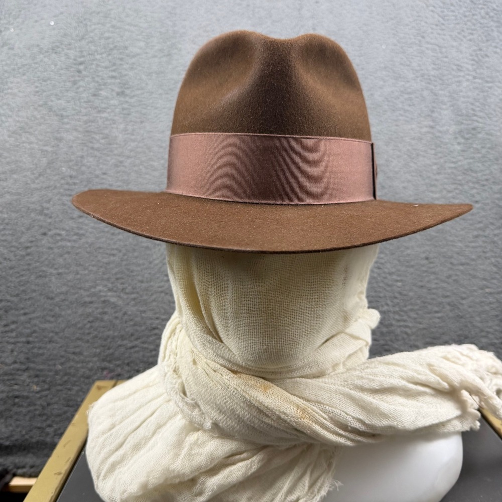 Churchill Ltd The Bullwhip Fedora Hat Mink Brown Extra Long Oval 7 1/8 A366